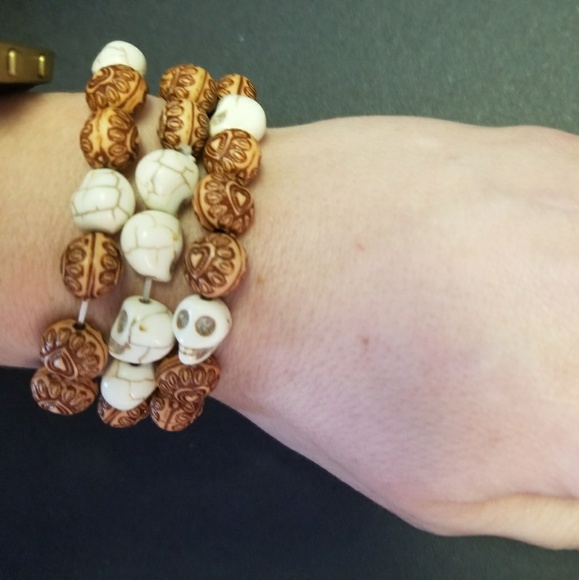 SOLD Skull Bead Bracelets (set of 3) - Picture 2 of 2